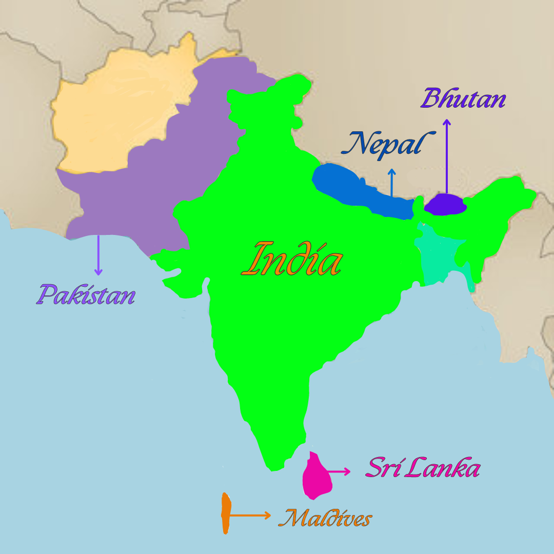 SAARC Map including SAARC countries